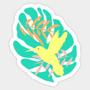 Hummingbird on a leaf Sticker